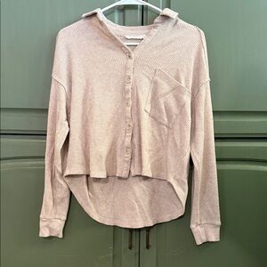 Lush Beige Ribbed Knit Sweater